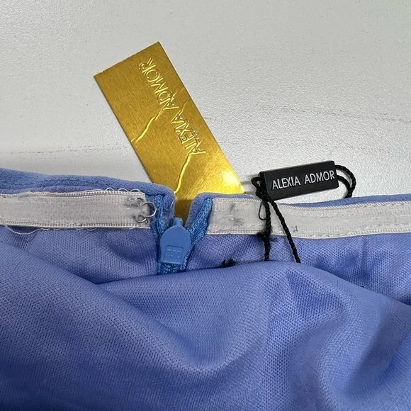 Alexia Admor Light Blue Strapless Cascading Ruffles Mini Dress New With Tags 14 - Picture 13 of 16